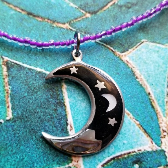 Vintage Jewelry - Vintage crescent moon necklace Alia 1991 silver to